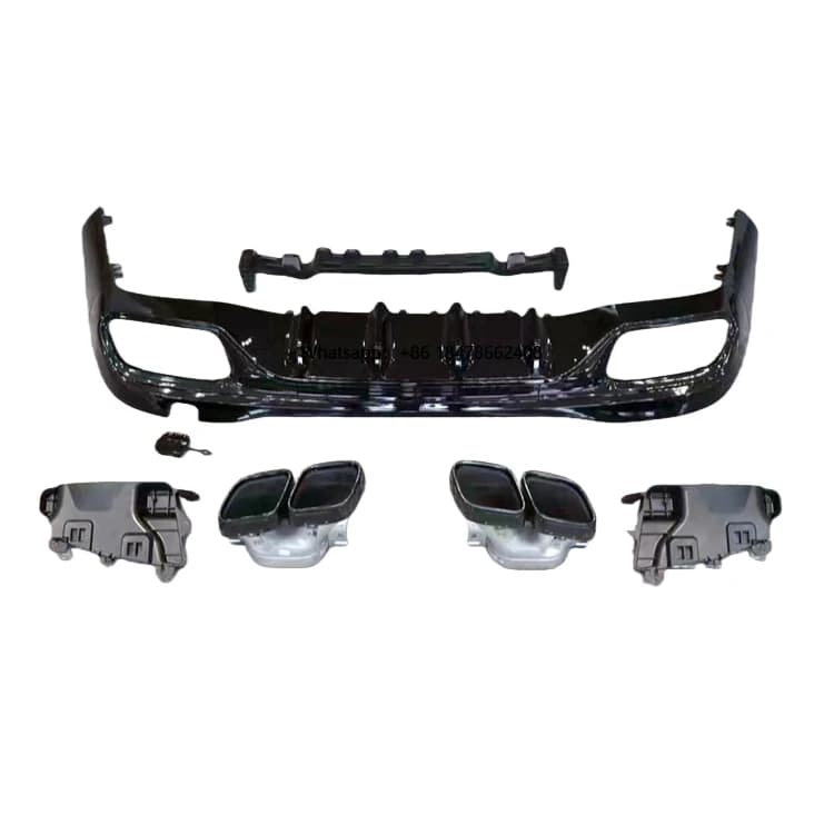 Aerodynamic Diffuser Exhaust Tips Gloss Black C63 Rear Lip for  C Class W206 2022-2025