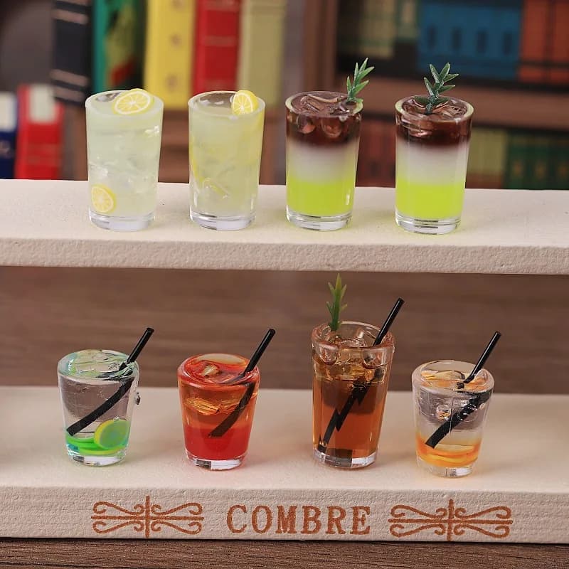 2pcs Mini Coffee Ice Americano Lemonade Drink Model Kitchen Scene Decoration Diy Miniature Food Play Craft Decoration Home Decor