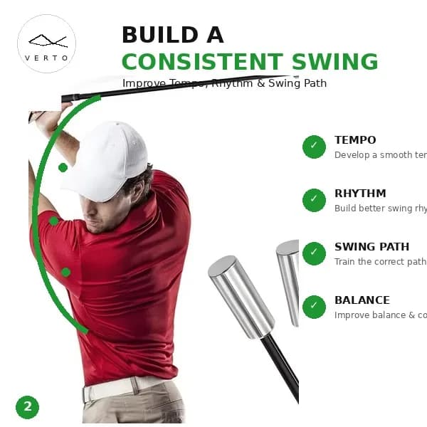VERTO Premium Golf Swing Trainer Aid | Improve Tempo Rhythm and Swing Path Accuracy for Golf Practice
