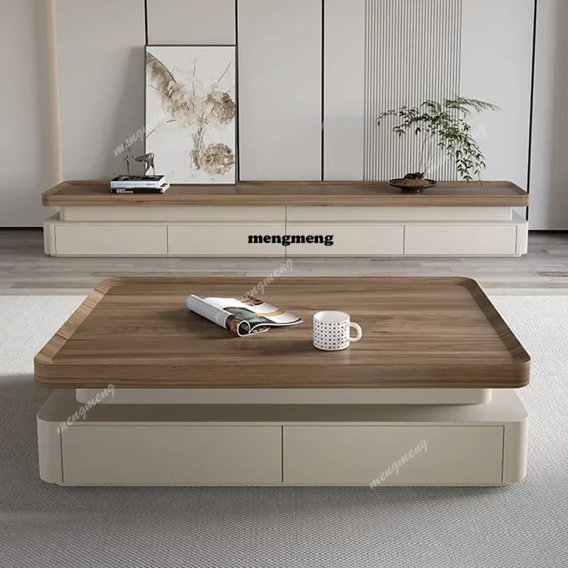 Nordic Cream Style Coffee Tables Modern Multifunction Storage Design Coffee Table Living Room Wood Furniture Stolik Kawowy