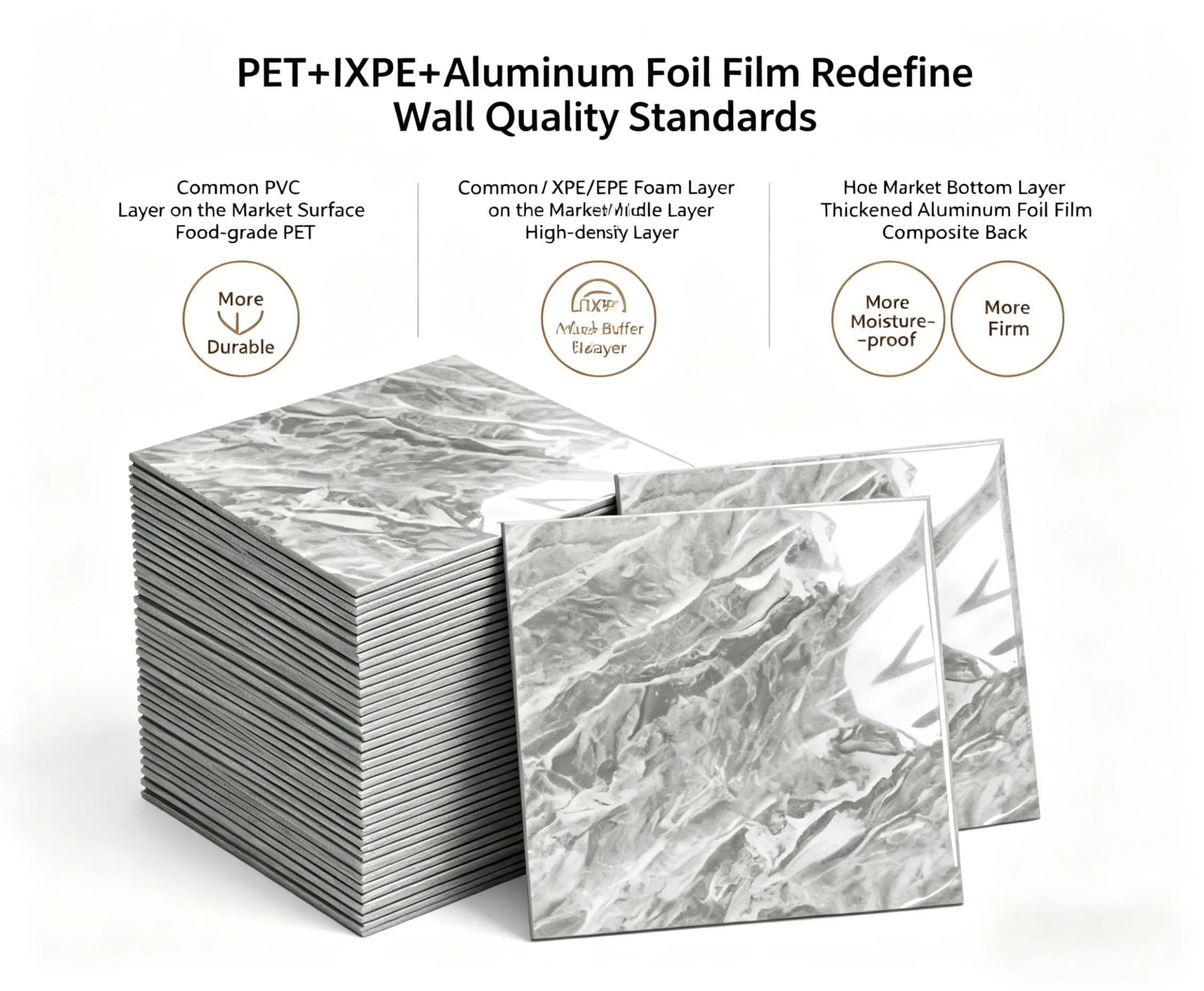 10-20Pcs Waterproof Oil-Proof Faux Marble IXPE Wall Stickers 11.8" Self-Adhesive Home Decor for Bathroom Kitchen Living Room