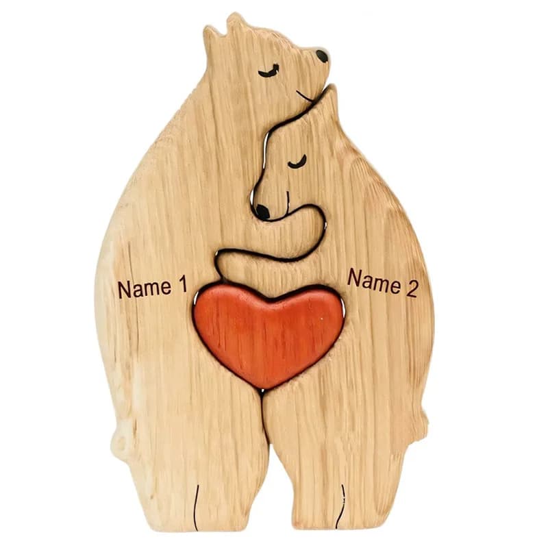 Bear Embrace Sculpture for Living Room Bedroom & Home Decor Cute Wooden Art Sculpture DIY Cute Home Desktop Decor Gift