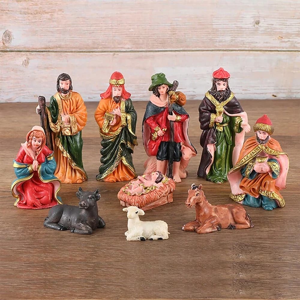 10Pcs Nativity Christ Figurines Set Christmas Nativity Scene Decoration Ornament Gifts Crafts