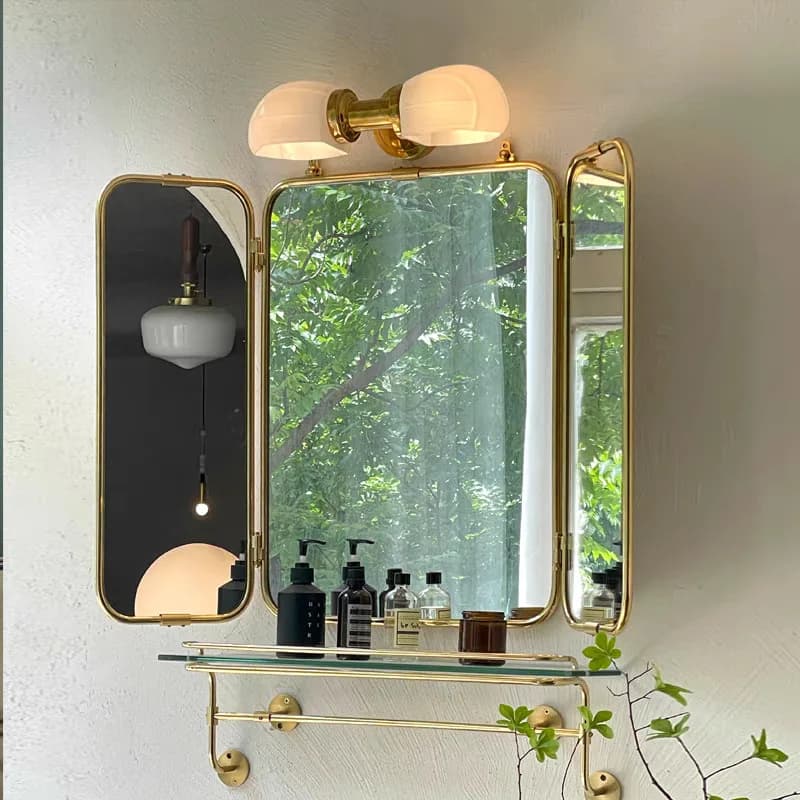 LH Trifold Bathroom Mirror Stainless Steel Bathroom Bedroom Mirror Vintage