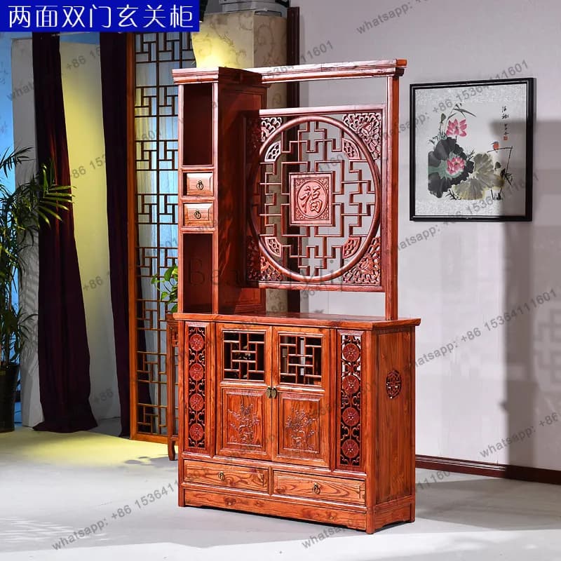 Antique furniture in the Ming and Qing Dynasties, two doors and four carved lucky cabinets