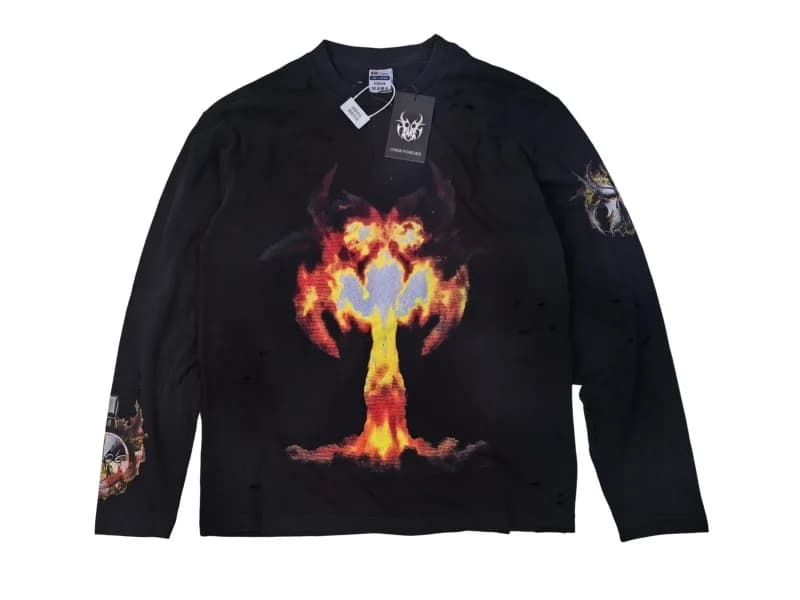 Chew Forever Nuclear Blast Flames Destruction Fashion Hip-Hop Long-Sleeve T-Shirt High Quality Unisex Fall T-Shirt