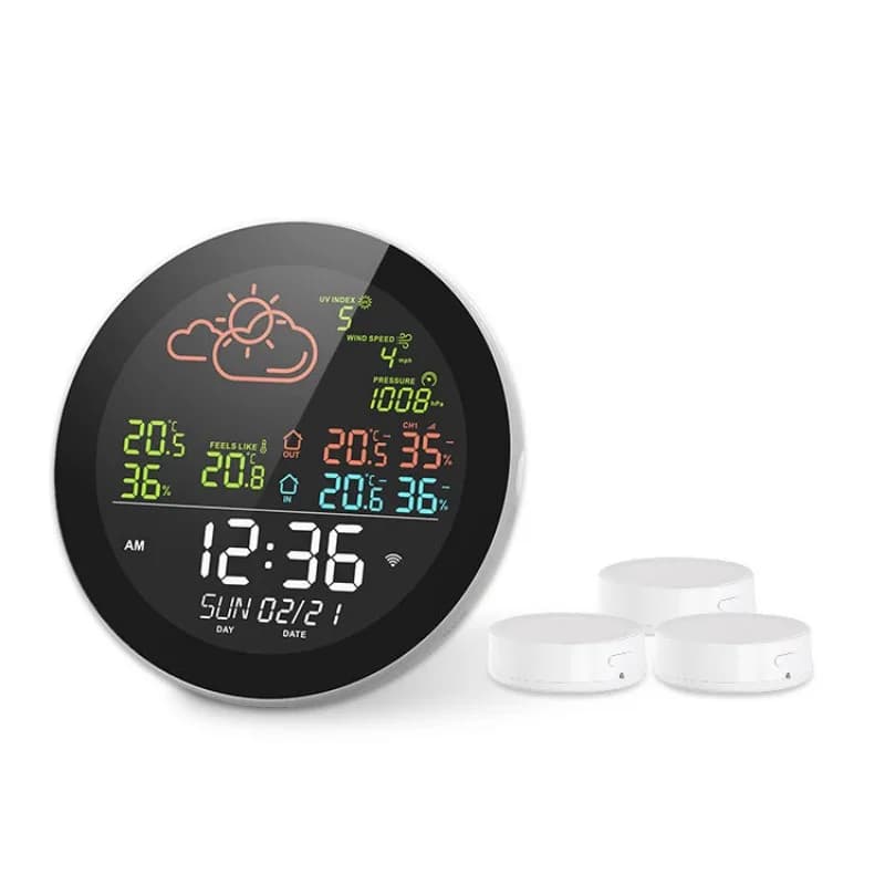 Full-function smart wifi thermometer weather radio  weather station indoor and outdoor thermometer weather clock