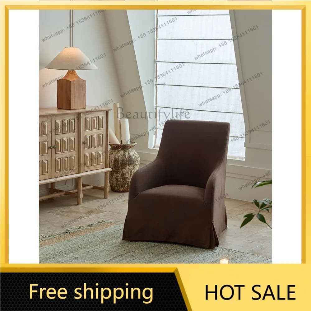 FG leisure chair living room French natural wind balcony antique fabric single chair