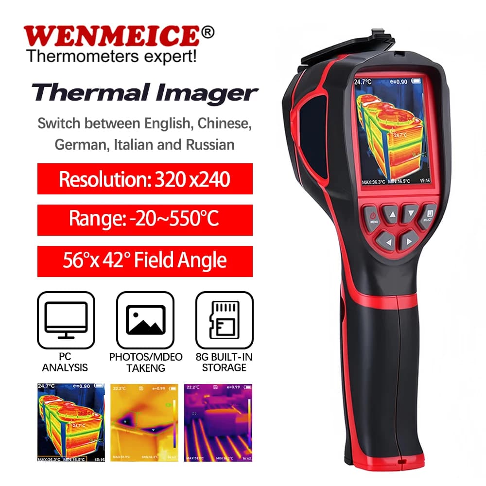 WENMEICE New Thermal Imaging Camera 320*240 Infrared Thermal Camera for Water Pipe Leak Automotive Inspect Thermal Imager