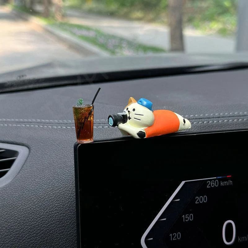 NewCute Car Interior Decoration Ornaments Mini Cat Action Figure Auto Dashboard Rearview Mirror Decoration Car Accessories