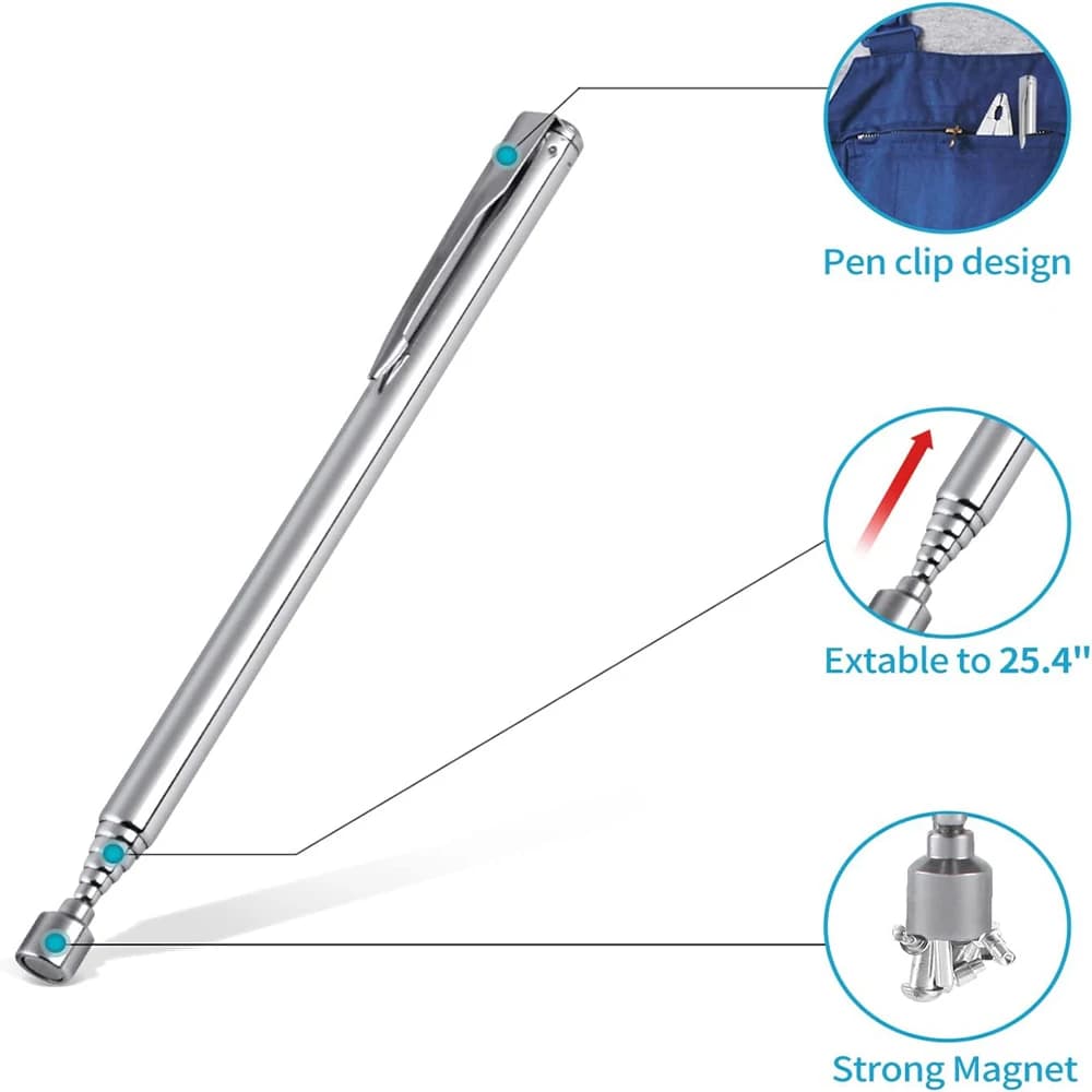 Magnetic Rod Pickup Tool Telescoping Extendable Magnet Pen Retractable Car Repair Machinery Maintenance Garage DIY Gift 1.5LB