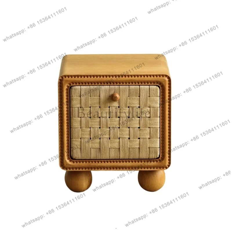 Nordic Brown Nightstands Unique Decor Narrow Design Modern Bedsides Table Space Saving Wood Mesitas