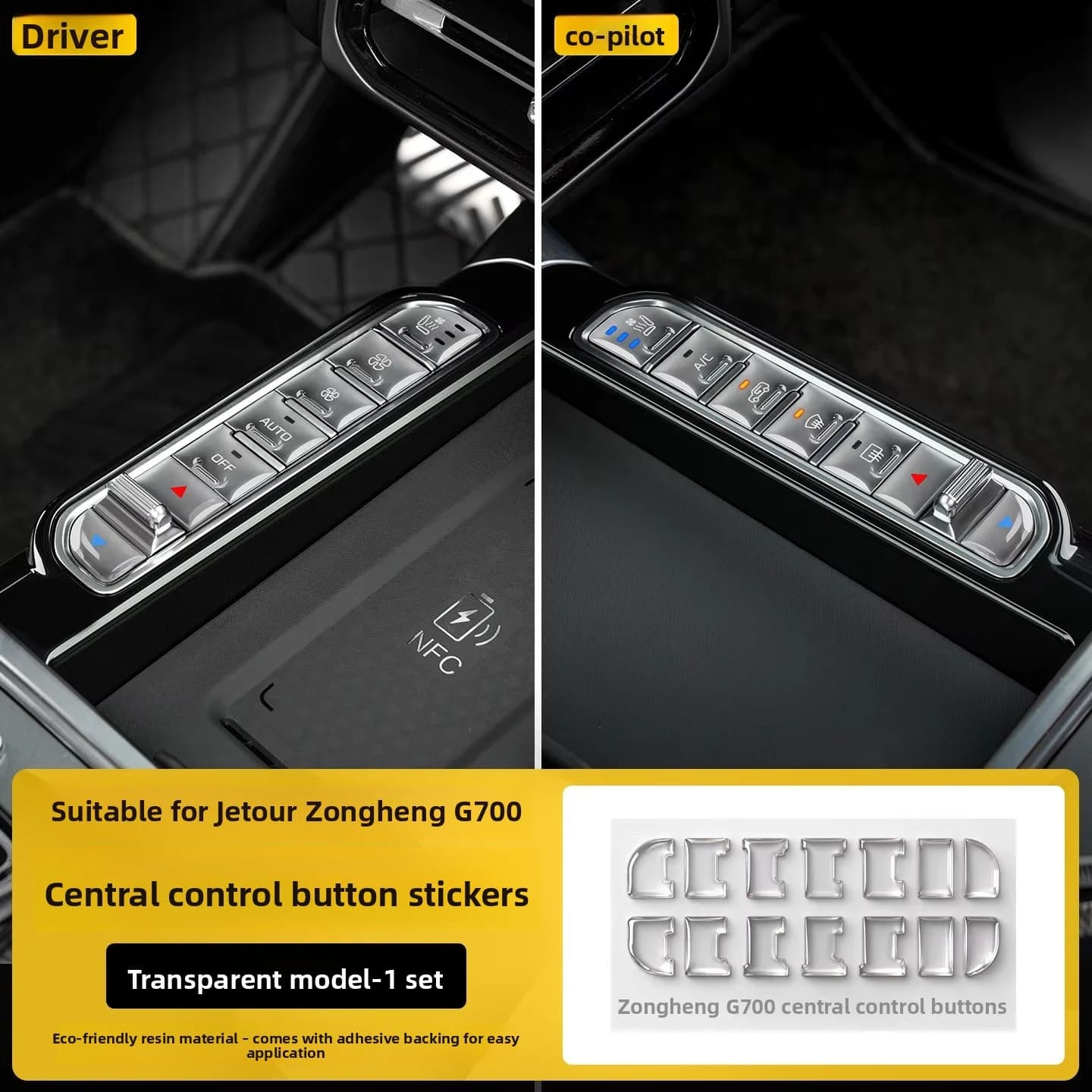 For Jetour G700 Central Control Button Sticker Drop Glue Protective Film Panel Interior Modification Car Accessories