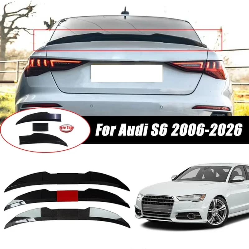 3pcs Sedan Rear Trunk Spoiler For Audi S6 2006-2026 Adjustable DIY Modified Trunk Spoiler Automotive Accessories