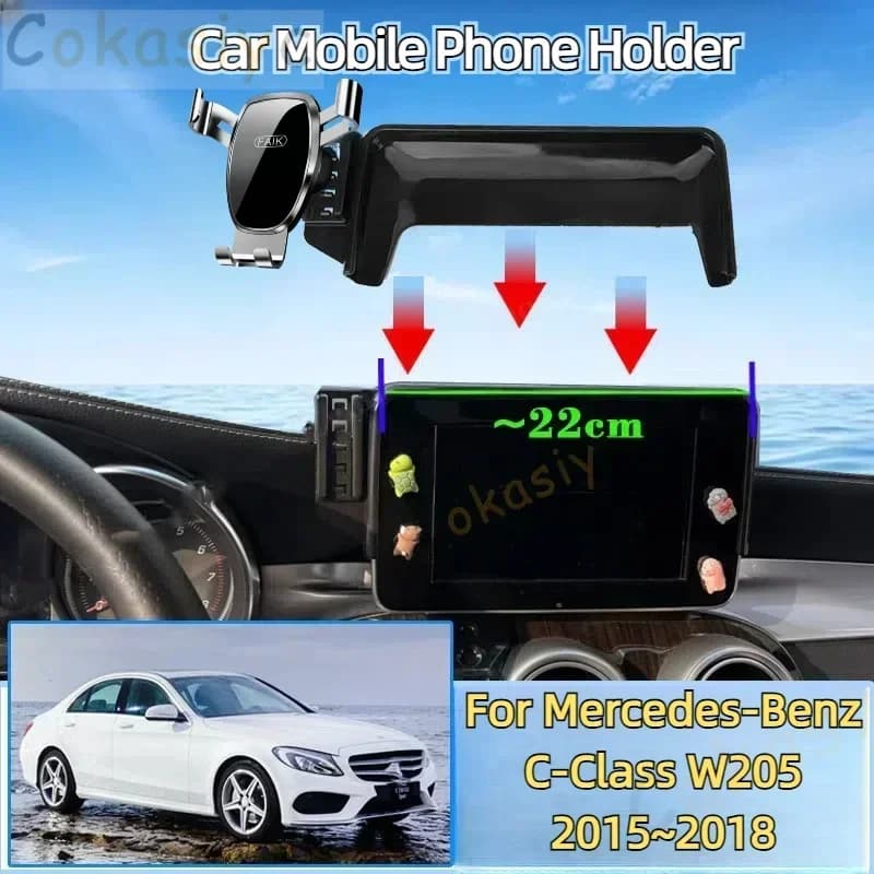 Car Mobile Phone Holder for Mercedes-Benz C-Class W205 2015~2018 360 Rotating Mount GPS Bracket Navigation Stand Accessories