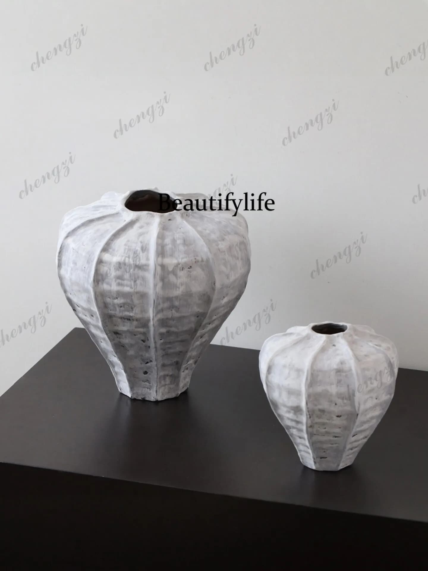 Wabi Sand Wind Jingdezhen Ceramic Vase Ornament Advanced Sense Pottery Pot Retro Dried Flower Arrangement Creative