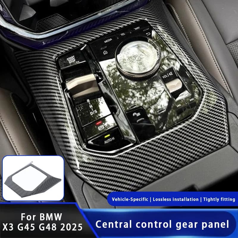 ABS Carbon Fiber Center Console Gear Panel Cover Frame Trim Sticker Car Interior Accessories For BMW X3 G45 G48 2025