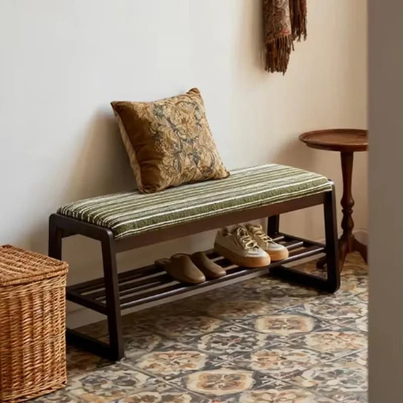 Solid wood shoe racks and modern American bedroom furniture with upholstered stools