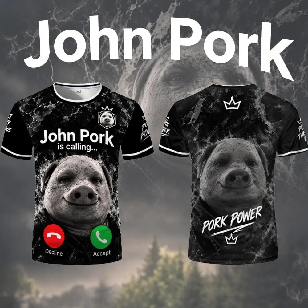John Pork Is Calling 3D Print Jersey Men WomenFunny Ugly Pig Emoji T-shirts Y2K Outdoor Sports Quick Drying Customizable Tee