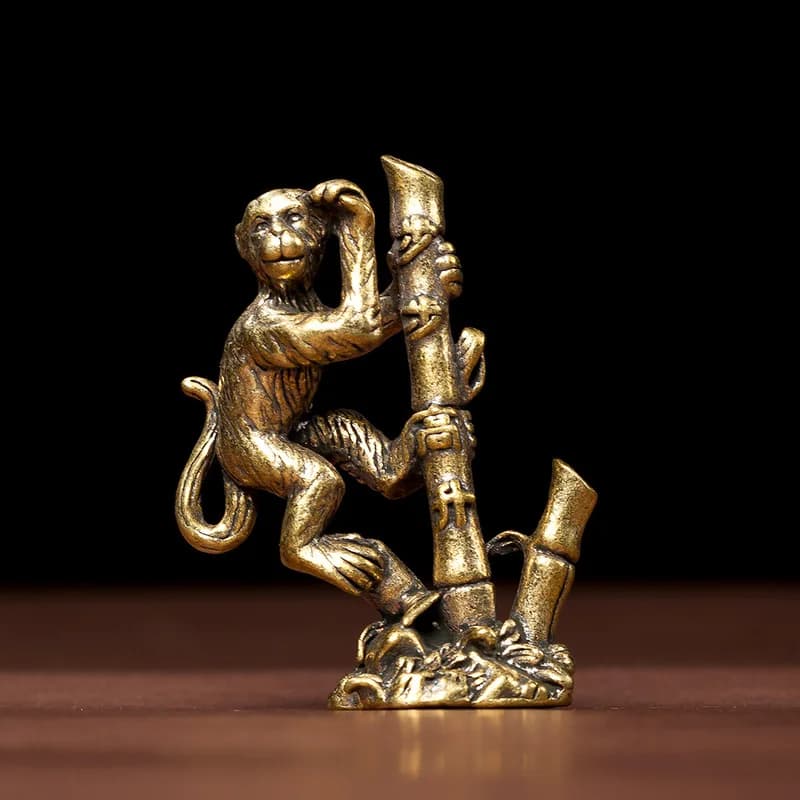 Vintage Monkey Figurine - Solid Brass Zodiac Animal Creative Decorative Tea Pet Craft