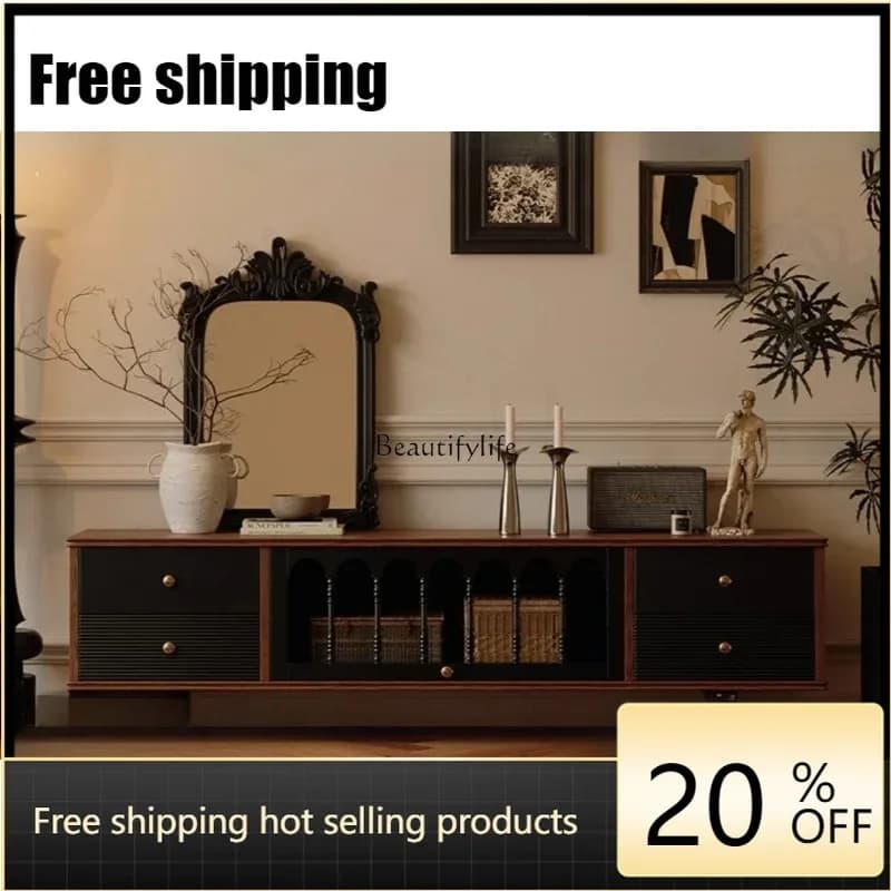 jj4 Best Seller Yj9 Retro Solid Wood Medieval Style Living Room Home 5 New American TV Cabinet