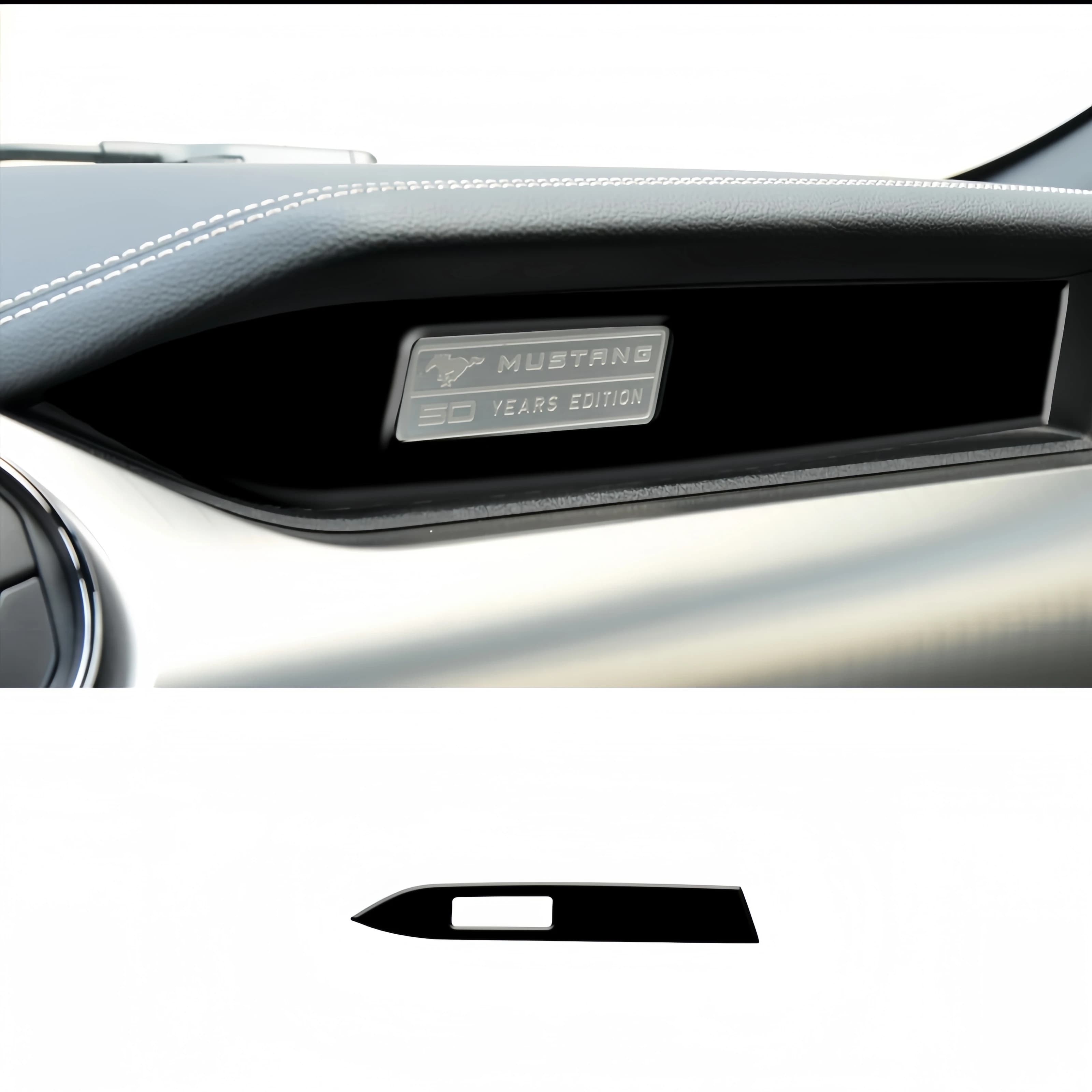 For Ford Mustang 2015-2020 Piano Black Car Co-pilot Dashboard Panel Trim Cover Decoration Sticker Interior Accessories