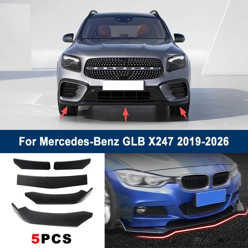 Adjustable 5Pcs Sectional Front Spoiler Lip For Mercedes-Benz GLB X247 2019-2026 Front Bumper Splitter Sport Body Kit