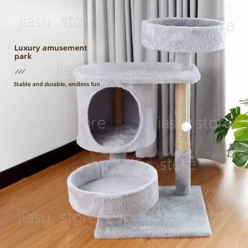winter insulated pet villa, pet toysWinter  Plush cat nest, cat climbing frame, scratching board, tree, with toy ball