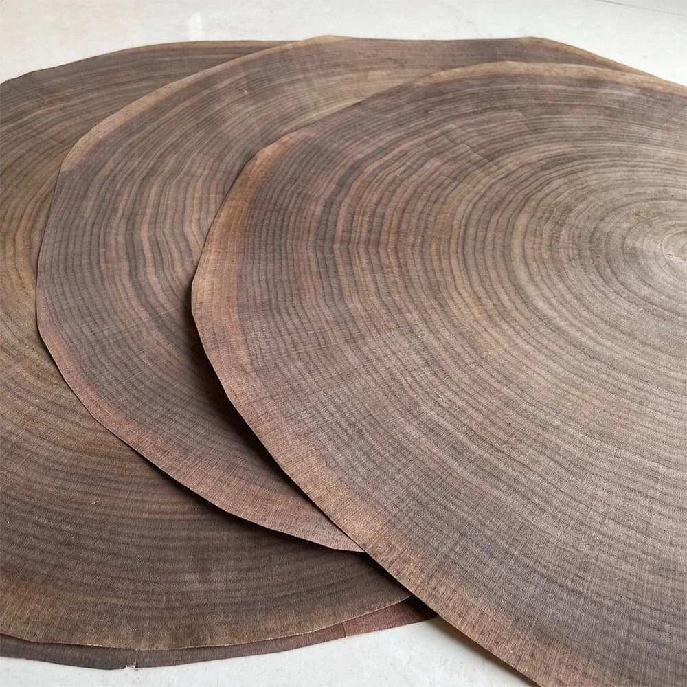 1pc Black Walnut Annual Ring Veneer Wood For DIY Handmade Work Round Wood Skin Furniture Renovation