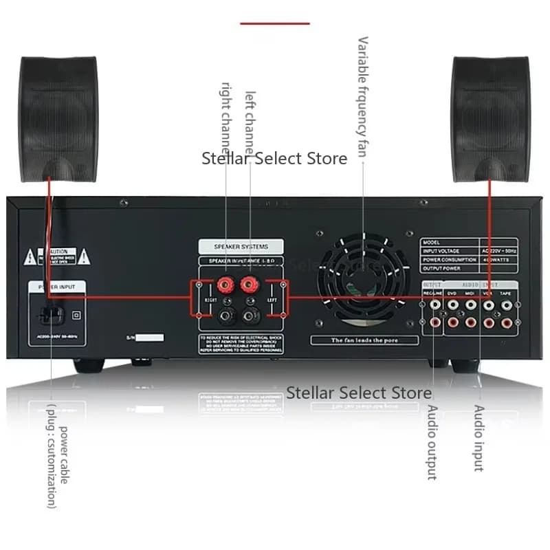 Factory Customization AV3200 250W*2  Home KTV Amplifier Blueteeth K Song oke  Audio High-Power Digital Metal Stage