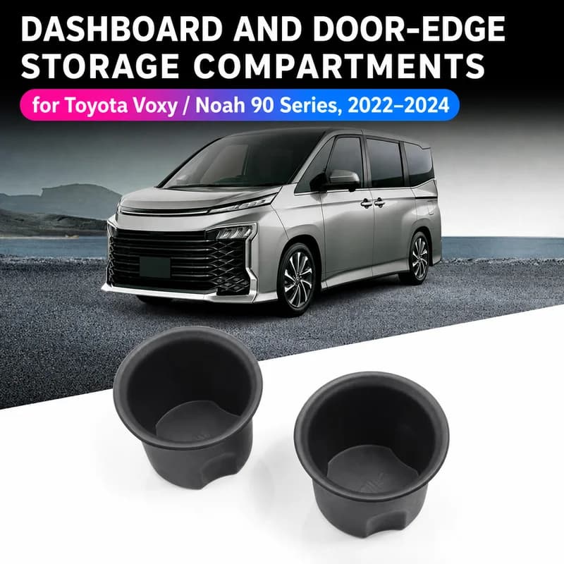Car Dashboard Storage Box Door Pocket Organizer for Toyota Voxy Noah 90 Series Silicone TPE Cup Holder Tray Black