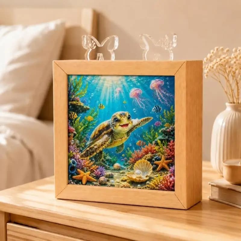 DIY Puzzle Lamp with Warm LED Lighting and Wooden Display Frame 55KF