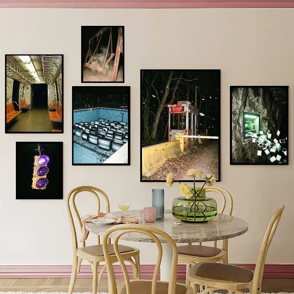Liminal Space Aesthetic Poster Surreal Abandoned Old Scenery Collection Retro Glitch Dark Dreamcore Wall Decor