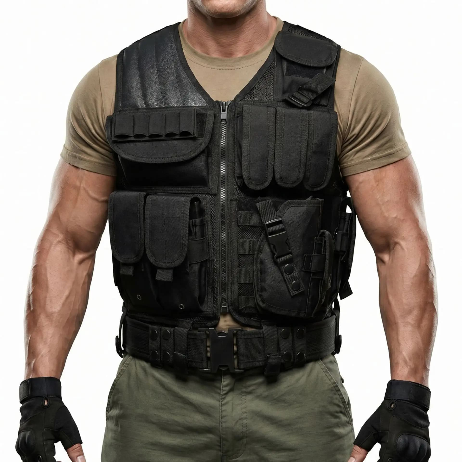 Vest multi-functional outdoor combat men's breathable mesh multi-pocket quick-release training uniform for military enthusiasts