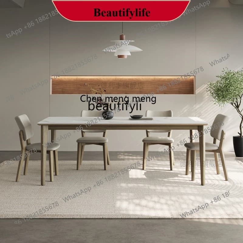 z183 Slate dining table Rectangle modern simple ash wood walnut dining table