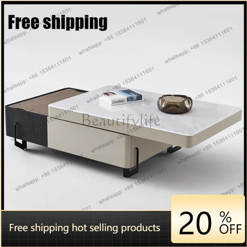 LD Creative Rock Plate Coffee Table Modern Living Room Luxury Retractable Coffee Table Minimalist Design Home Furniture FY