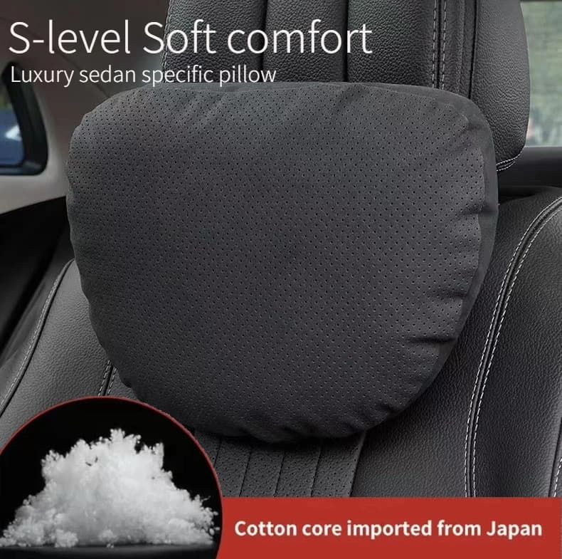 S-level Car Headrest Super Soft Auto Seat Pillow Breathable Neck Pillow Car Accessories Compatible For Tesla Audi Benz Interior