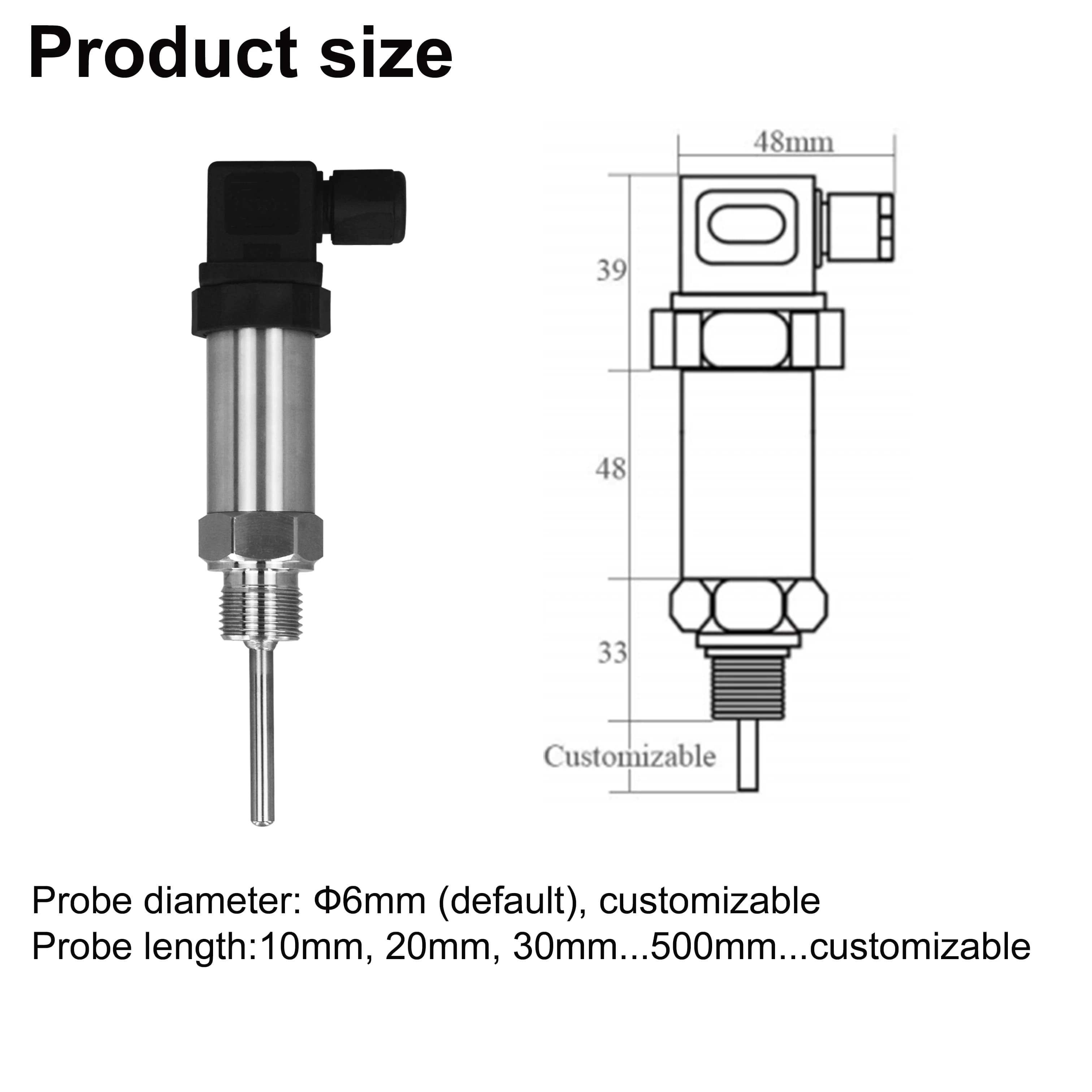 PT100 Temperature Transmitter -200-600C Temperature Detection RS485 Output 24VDC RTD Temperature Probe Transducer