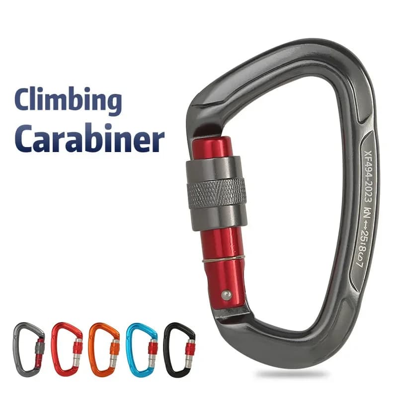 Outdoor Professional Rock Climbing Carabiner 25kN Lock D-shape Safety Buckle For Keys Tools Equipment