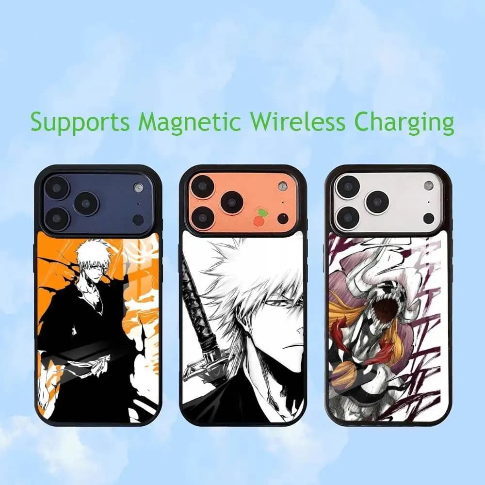 Kurosaki Ichigo BLEACH Cool Manga  Luxury Glass Phone Case For iPhone17,16,15,14,13,12Plus,Pro Allows magnetic wireless charging