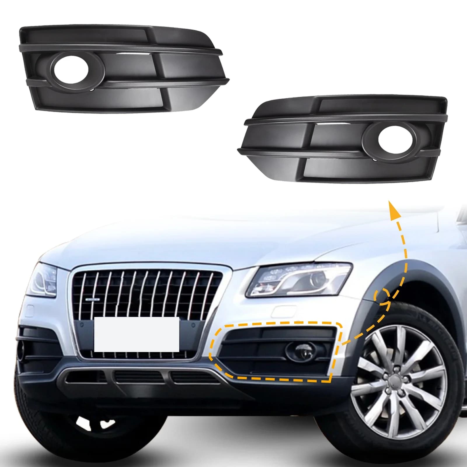 Fog Light Frame Lamp Trim Grill Cover Under Front Bumper For Audi Q5 Offroad 2009-2016 8R0807681G 8R0807682G Car Accessories