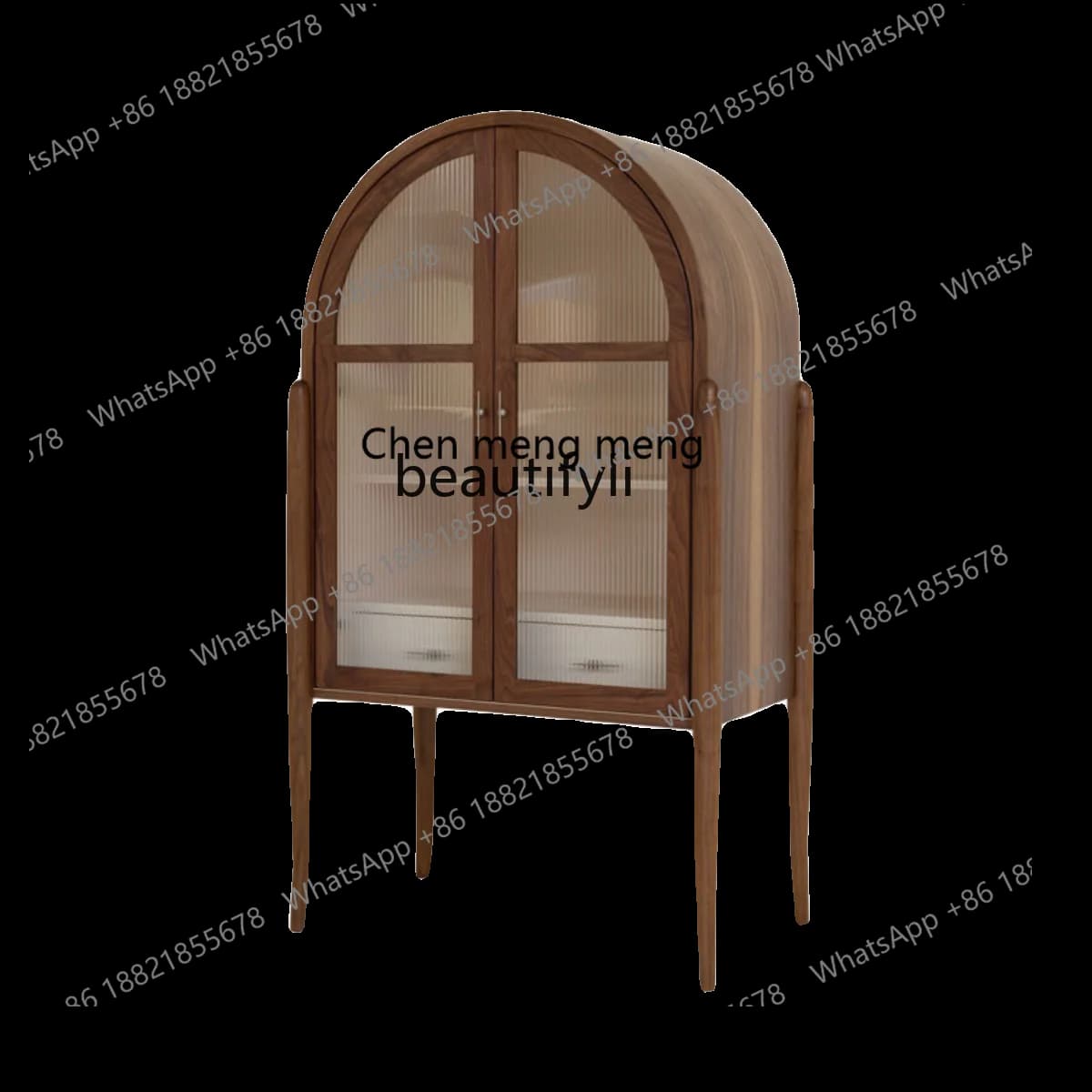 X  Simple household solid wood against the wall arched side cupboard modern classical multi-functional glass door wine cabinet