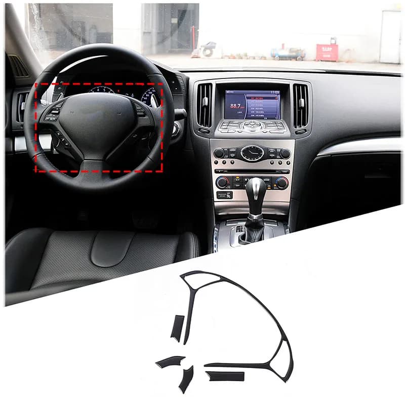 YK For Infiniti G25 G27 G37 2007-2013 PVC Black Car Steering Wheel Frame Cover Trim Stickers Interior Car Accessories