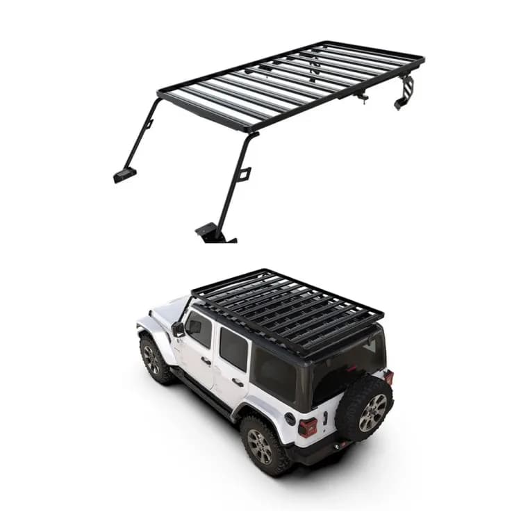 For 4X4 Off-road Luggage Rack Cargo Basket Black Steel & Aluminum Alloy 4 Door Full Top Roof Rack For Wrangler JL 2018+