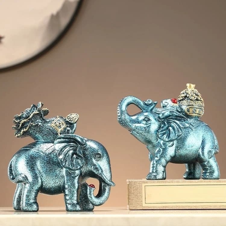 Feng Shui Elephant Decoration Lucky Attract Wealth  Elephant Ornaments Living Room TV Wine Cabinet Decor Creative Cute Gift