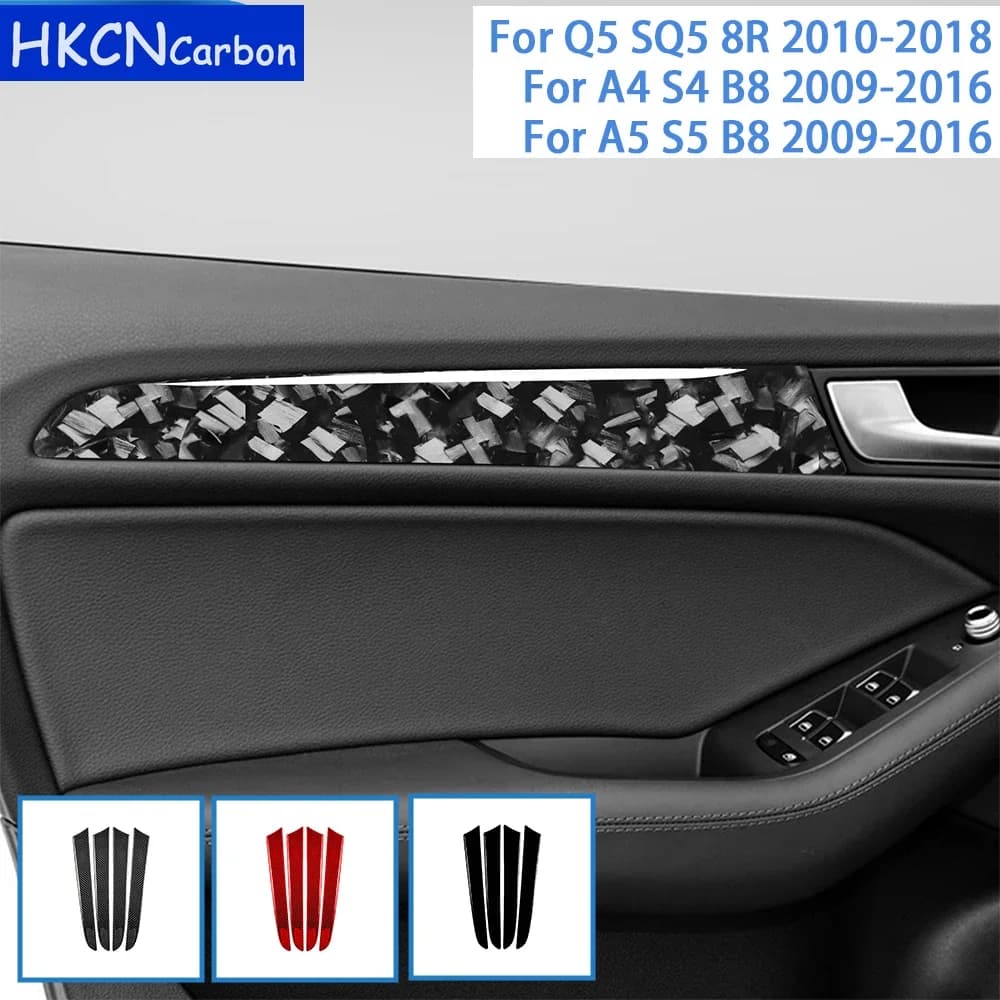 For Audi Q5 SQ5 8R A4 S4 B8 2009 2010 2011 2012-2017 Accessories Carbon Fiber Car Interior Door Panel Trim Sticker Decoration