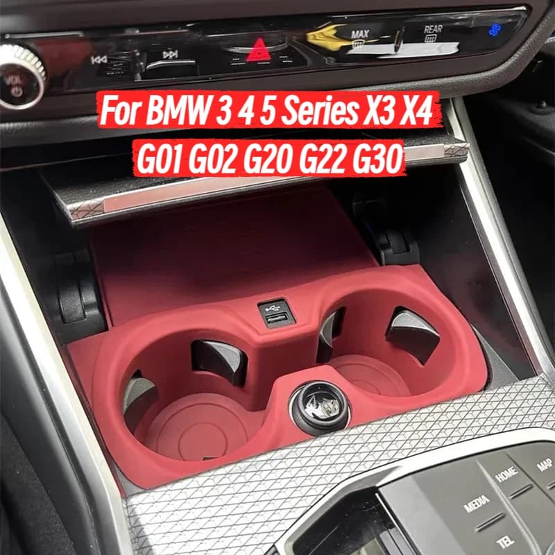 Silicone Car Central Control Wireless Charging Pad For BMW 3 4 5 Series X3 X4 G01 G02 G20 G22 G30 Water Cup Holder Non-slip Mat