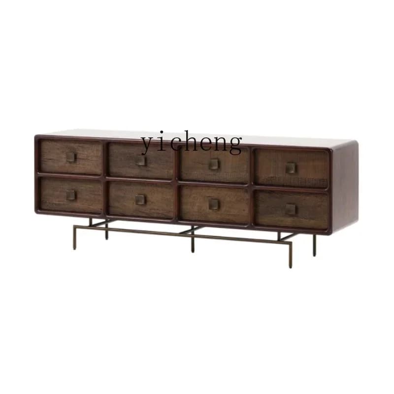 G2  American solid wood TV cabinet coffee table combination retro light luxury living room furniture