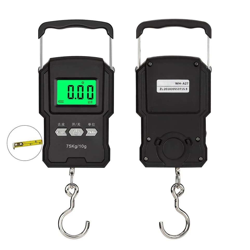 2pcs  Portable Electronic Scale 75kg Universal Wireless Display with Fish Scale and Tape Measure Stylish Portable Scale