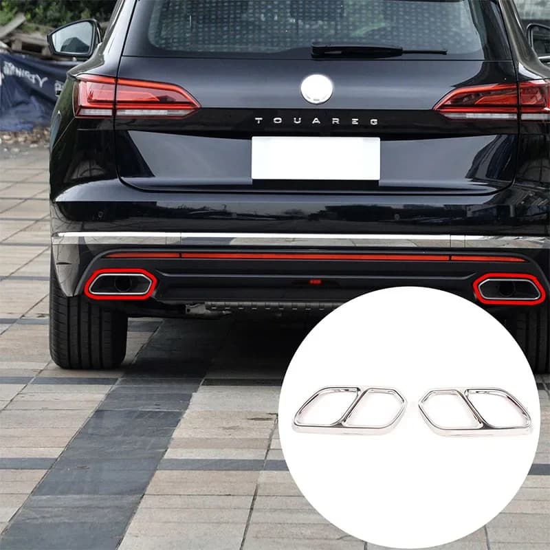 For Volkswagen Touareg 19-22 Stainless Steel Black Car Exhaust Muffler  Exhaust Pipe Cover Trim Stickers Car Accessories